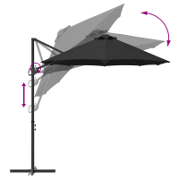 Produktbild för Parasoll Svart 372 x 198 x 243 cm Polyester och aluminium