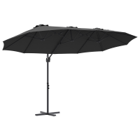 Produktbild för Parasoll Svart 372 x 198 x 243 cm Polyester och aluminium