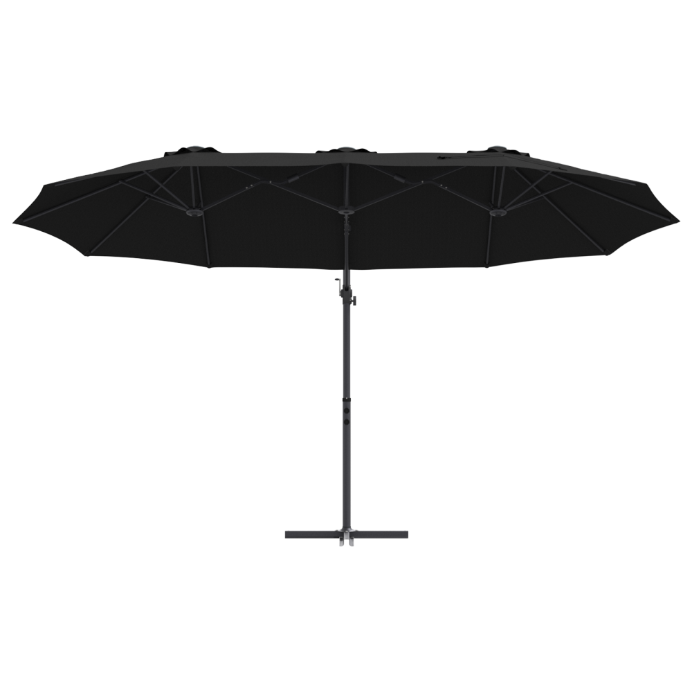 Produktbild för Parasoll Svart 372 x 198 x 243 cm Polyester och aluminium