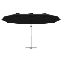 Produktbild för Parasoll Svart 372 x 198 x 243 cm Polyester och aluminium