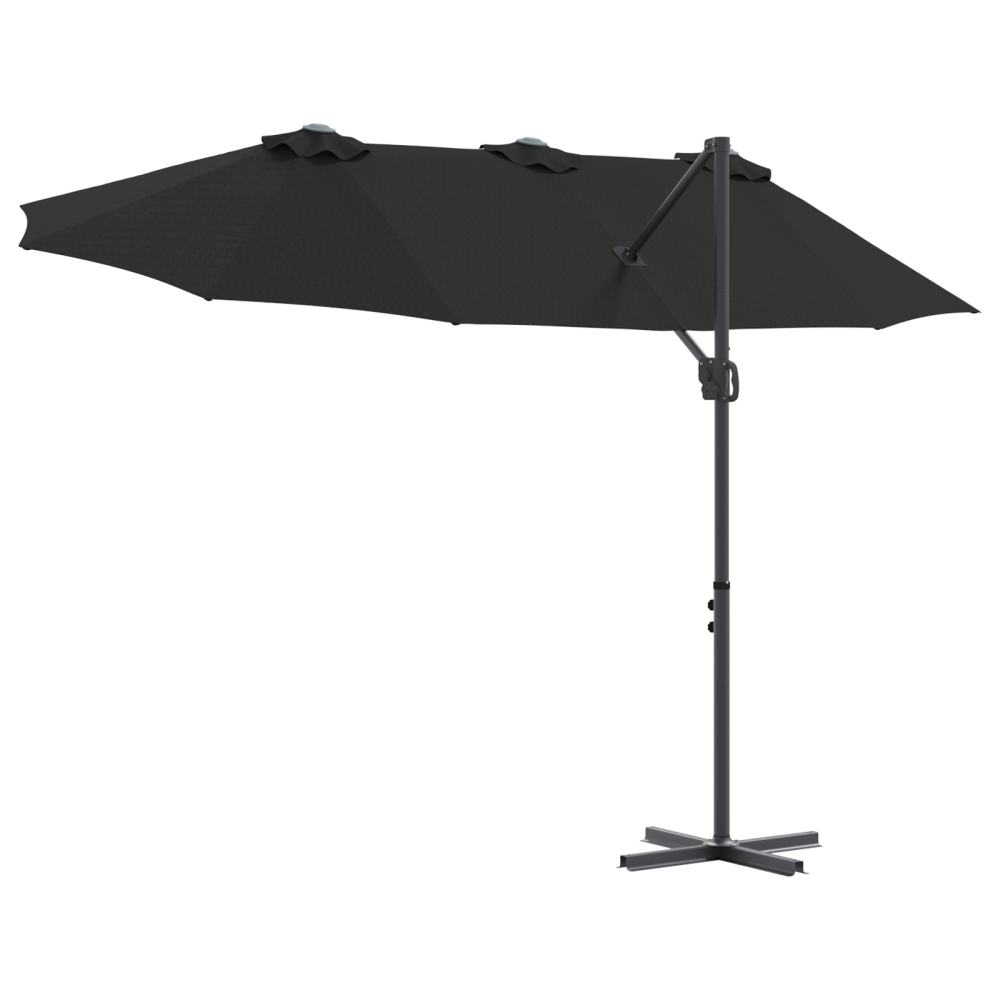 Produktbild för Parasoll Svart 372 x 198 x 243 cm Polyester och aluminium