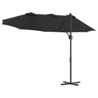 Produktbild för Parasoll Svart 372 x 198 x 243 cm Polyester och aluminium
