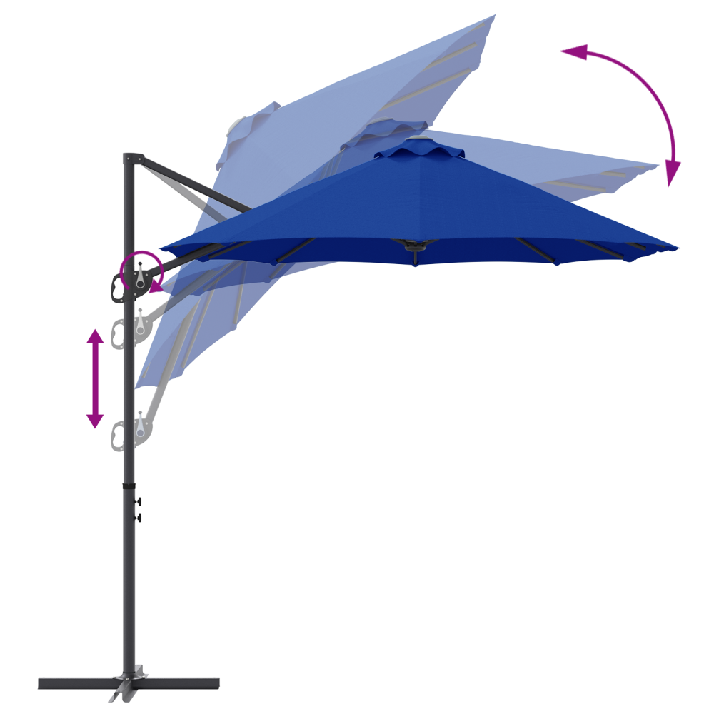 Produktbild för Parasoll 372 x 198 x 243 cm Polyester och aluminium Azurblå