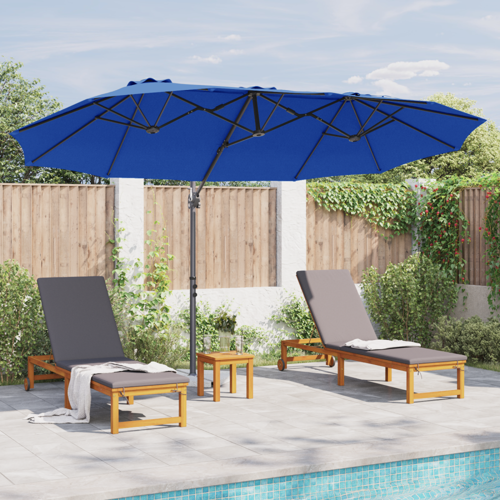 Produktbild för Parasoll 372 x 198 x 243 cm Polyester och aluminium Azurblå