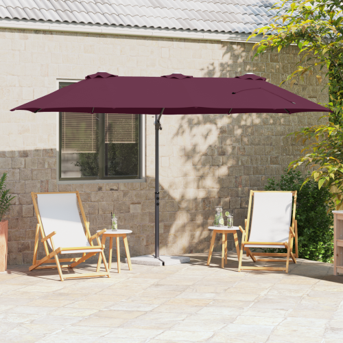 vidaXL Parasoll Bordeaux Röd 372 x 198 x 243 cm