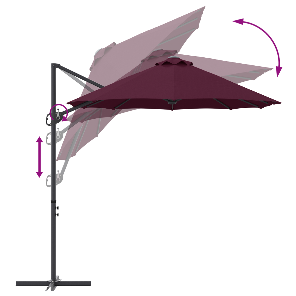 Produktbild för Parasoll Bordeaux Röd 372 x 198 x 243 cm