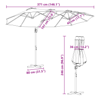 Produktbild för Parasoll Bordeaux Röd 372 x 198 x 243 cm