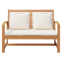 Produktbild för bänk med kudde Brun och Kräm 110 x 66 x 76 cm Massivt teakträ