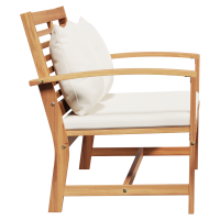 Produktbild för bänk med kudde Brun och Kräm 110 x 66 x 76 cm Massivt teakträ