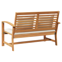Produktbild för bänk med kudde Brun och Kräm 110 x 66 x 76 cm Massivt teakträ