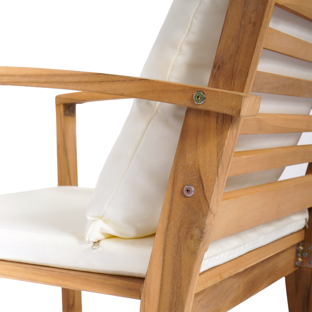 Produktbild för bänk med kudde Brun och Kräm 110 x 66 x 76 cm Massivt teakträ