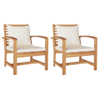 Produktbild för Stol 2 Stycke Brun och Kräm 65 x 60 x 76,5 cm Massivt teakträ