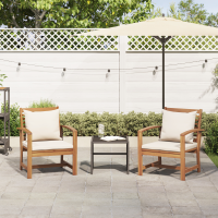 Produktbild för Stol 2 Stycke Brun och Kräm 65 x 60 x 76,5 cm Massivt teakträ