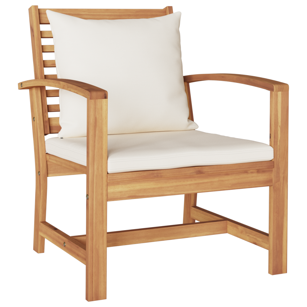 Produktbild för Stol 2 Stycke Brun och Kräm 65 x 60 x 76,5 cm Massivt teakträ