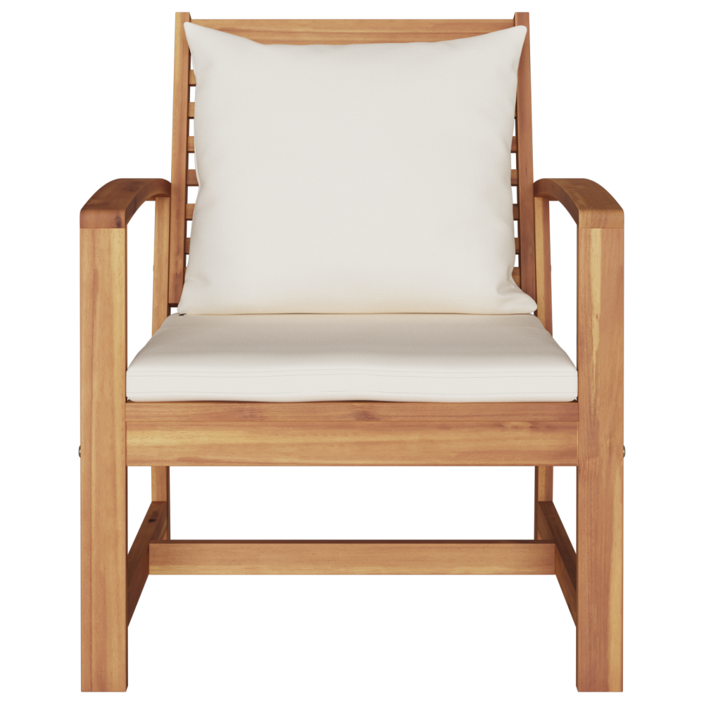 Produktbild för Stol 2 Stycke Brun och Kräm 65 x 60 x 76,5 cm Massivt teakträ