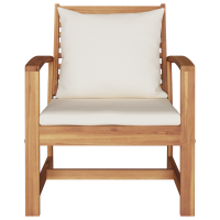 Produktbild för Stol 2 Stycke Brun och Kräm 65 x 60 x 76,5 cm Massivt teakträ