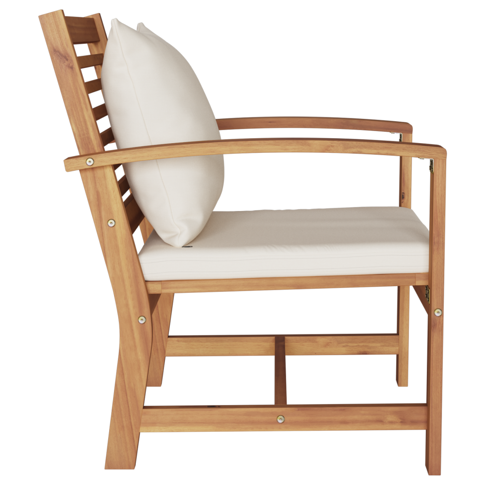 Produktbild för Stol 2 Stycke Brun och Kräm 65 x 60 x 76,5 cm Massivt teakträ