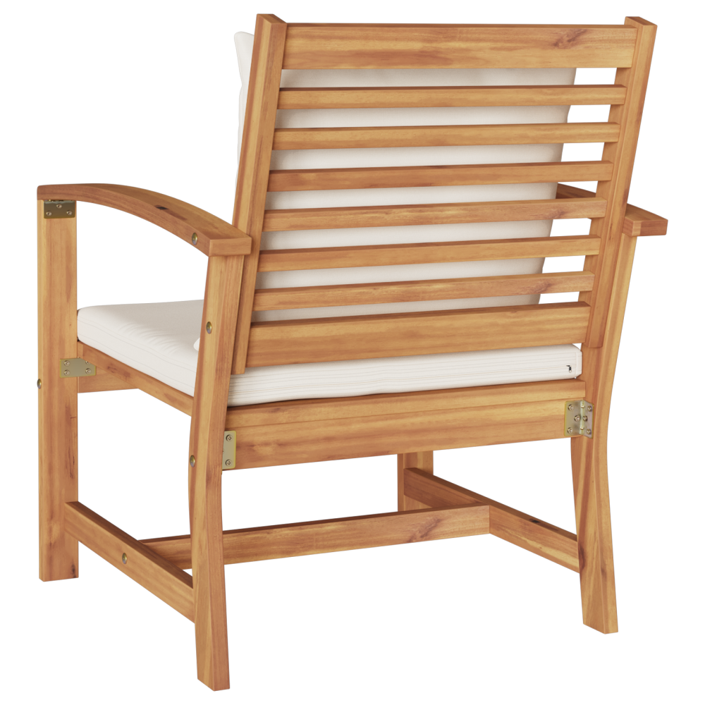 Produktbild för Stol 2 Stycke Brun och Kräm 65 x 60 x 76,5 cm Massivt teakträ