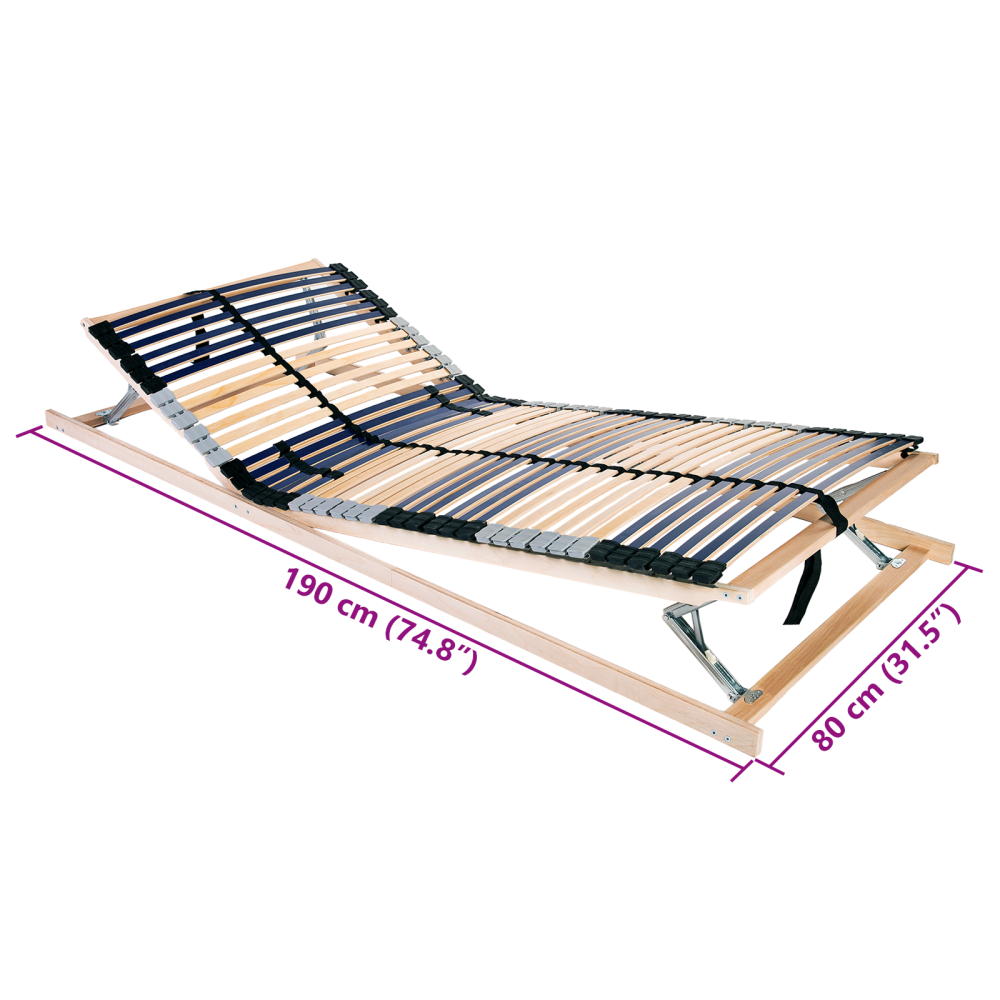 Produktbild för Ribbad sängbotten Brun 80 x 190 cm Massivt bokträ