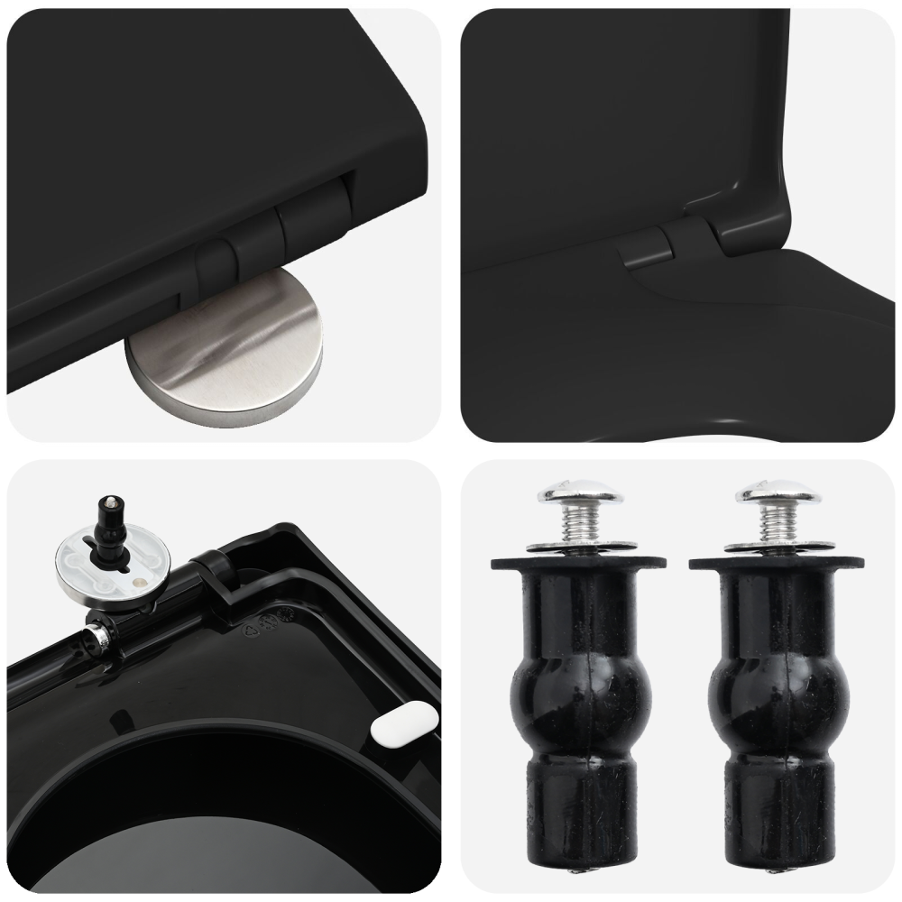 Produktbild för Toalettstol Justerbar Svart 48 x 36,5 x 4,5 cm Polypropylen