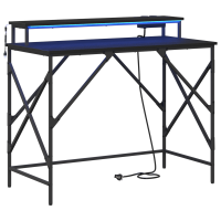 Produktbild för Skrivbord med hylla Svart Ek 100 x 50 x 86,5 cm Konstruerat trä