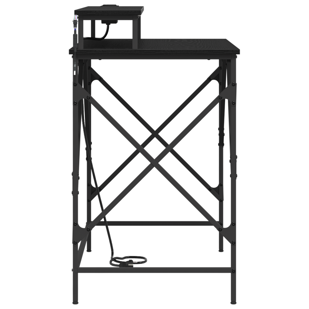 Produktbild för Skrivbord med hylla Svart Ek 100 x 50 x 86,5 cm Konstruerat trä