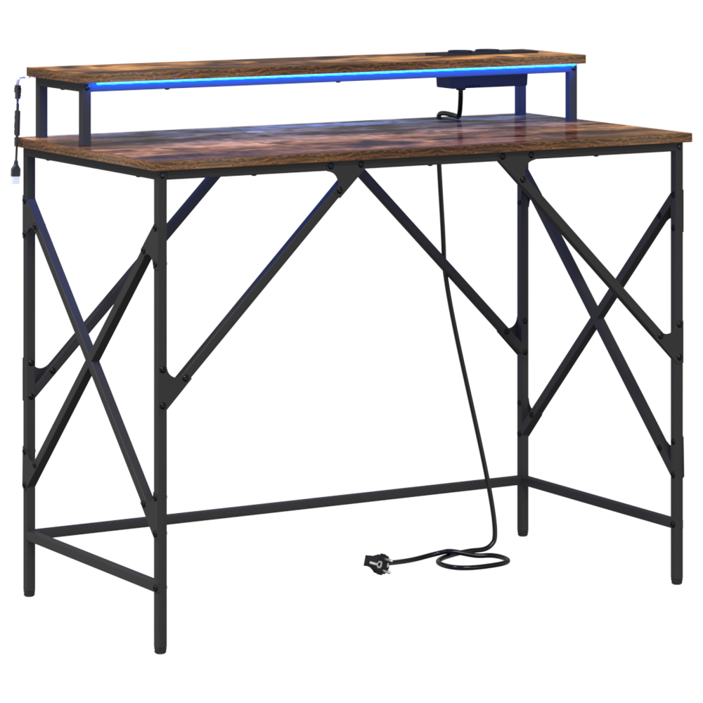 Produktbild för Skrivbord med hylla Rökt ek 100 x 50 x 86,5 cm Konstruerat trä