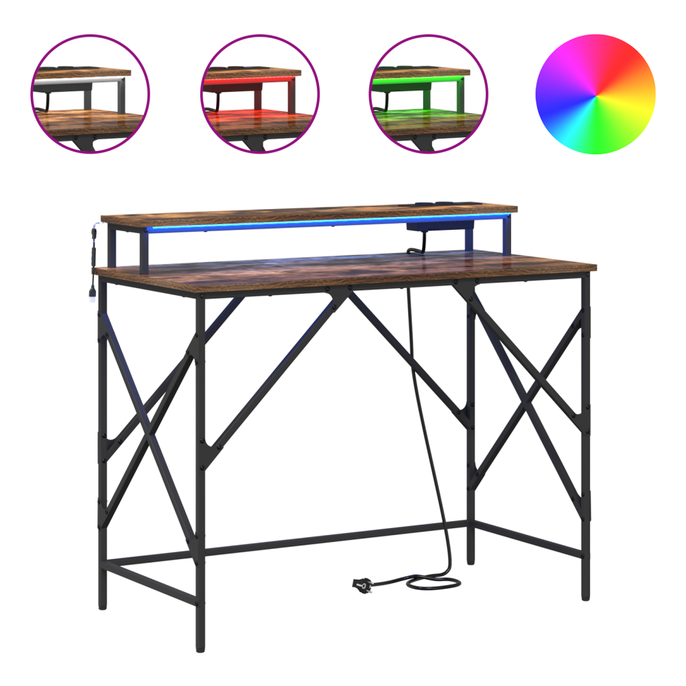 Produktbild för Skrivbord med hylla Rökt ek 100 x 50 x 86,5 cm Konstruerat trä