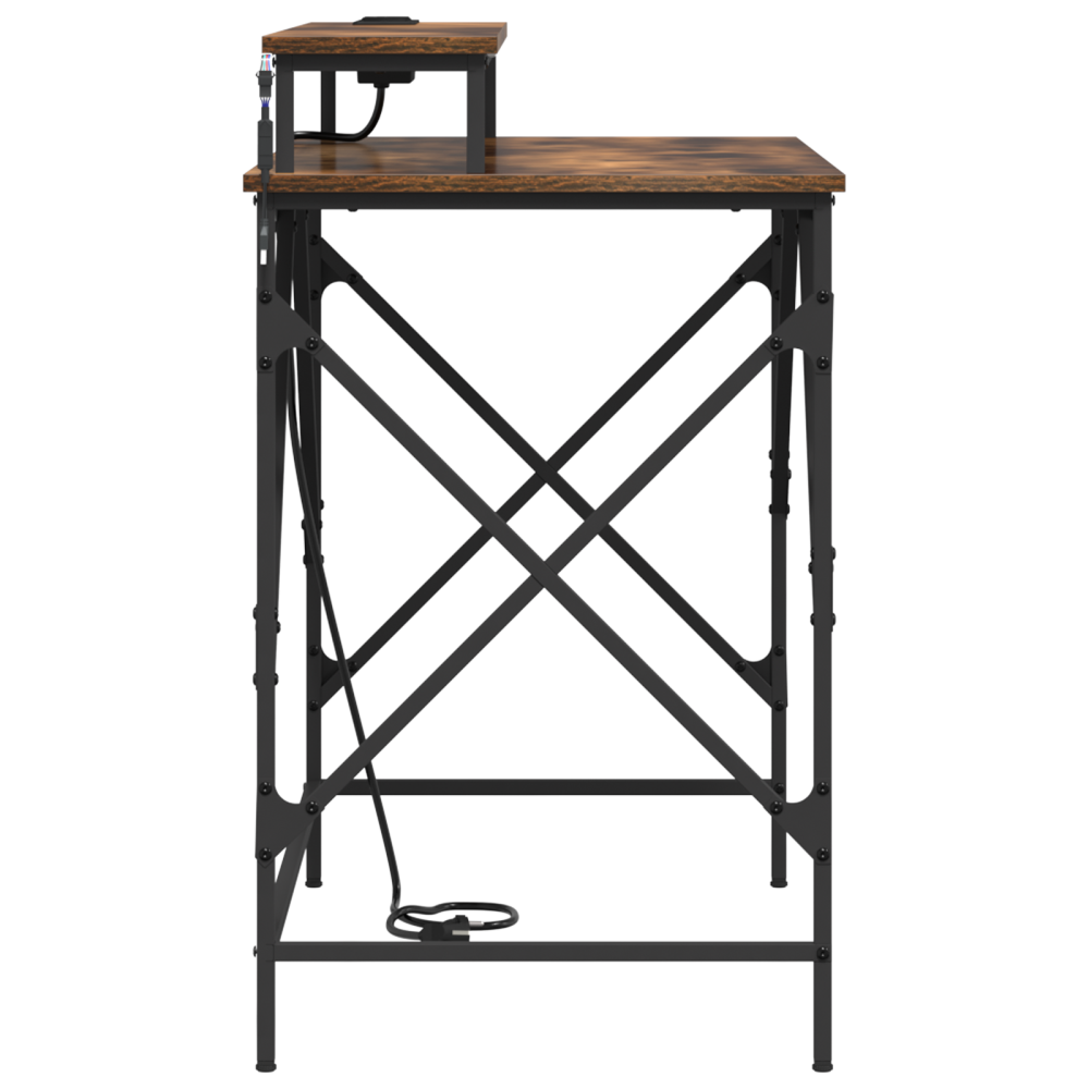 Produktbild för Skrivbord med hylla Rökt ek 100 x 50 x 86,5 cm Konstruerat trä