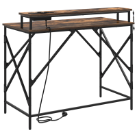Produktbild för Skrivbord med hylla Rökt ek 100 x 50 x 86,5 cm Konstruerat trä