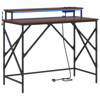 Produktbild för Skrivbord med hylla Brun Ek 100 x 50 x 86,5 cm Konstruerat trä