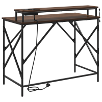 Produktbild för Skrivbord med hylla Brun Ek 100 x 50 x 86,5 cm Konstruerat trä