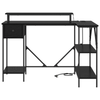 Produktbild för Skrivbord med låda Svart Ek 120 x 79 x 86,5 cm Konstruerat trä