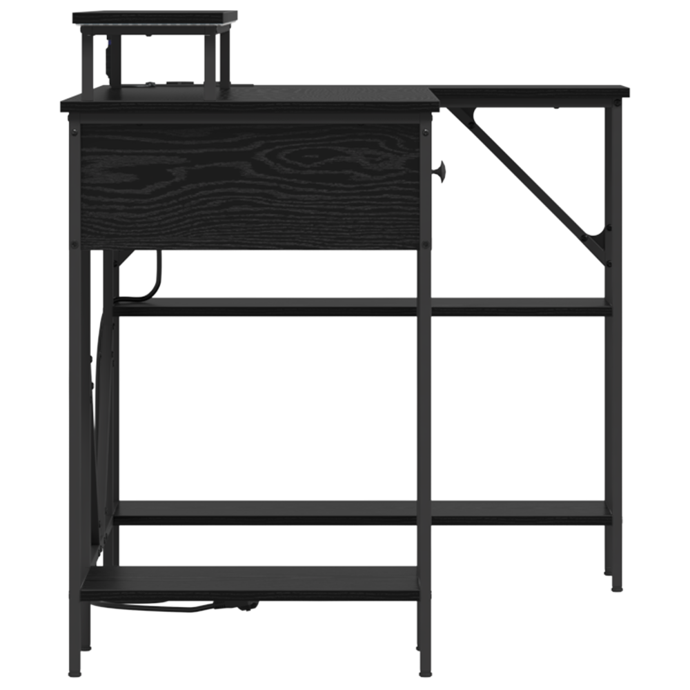 Produktbild för Skrivbord med låda Svart Ek 120 x 79 x 86,5 cm Konstruerat trä