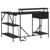 Produktbild för Skrivbord med låda Svart Ek 120 x 79 x 86,5 cm Konstruerat trä