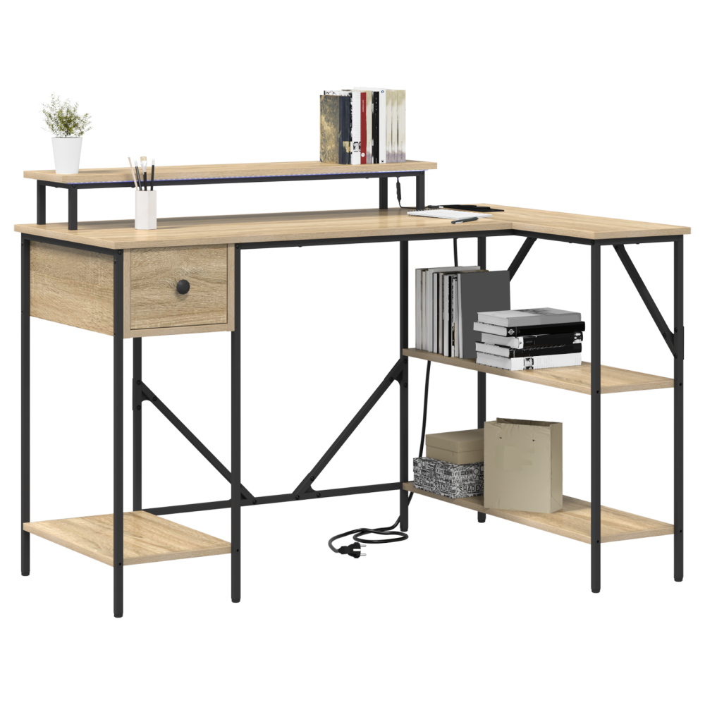 Produktbild för Skrivbord med låda Sonoma-ek 120 x 79 x 86,5 cm Konstruerat trä
