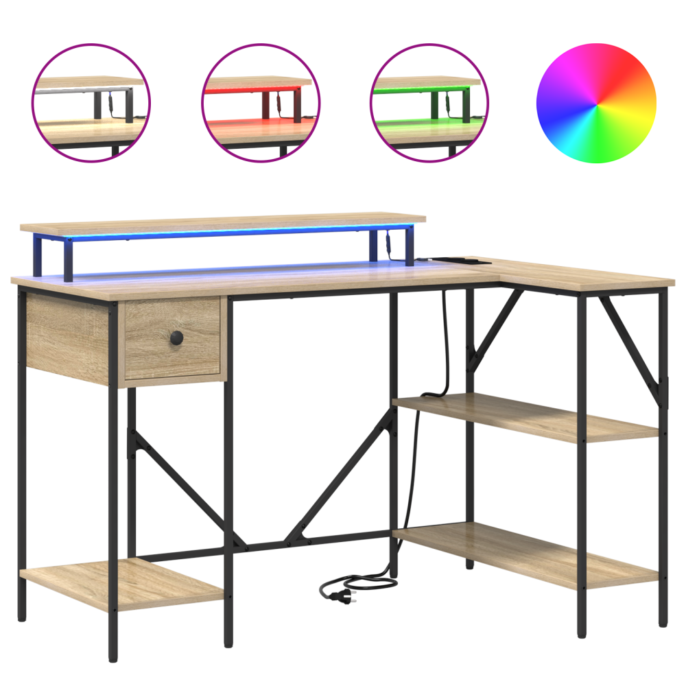 Produktbild för Skrivbord med låda Sonoma-ek 120 x 79 x 86,5 cm Konstruerat trä