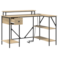 Produktbild för Skrivbord med låda Sonoma-ek 120 x 79 x 86,5 cm Konstruerat trä