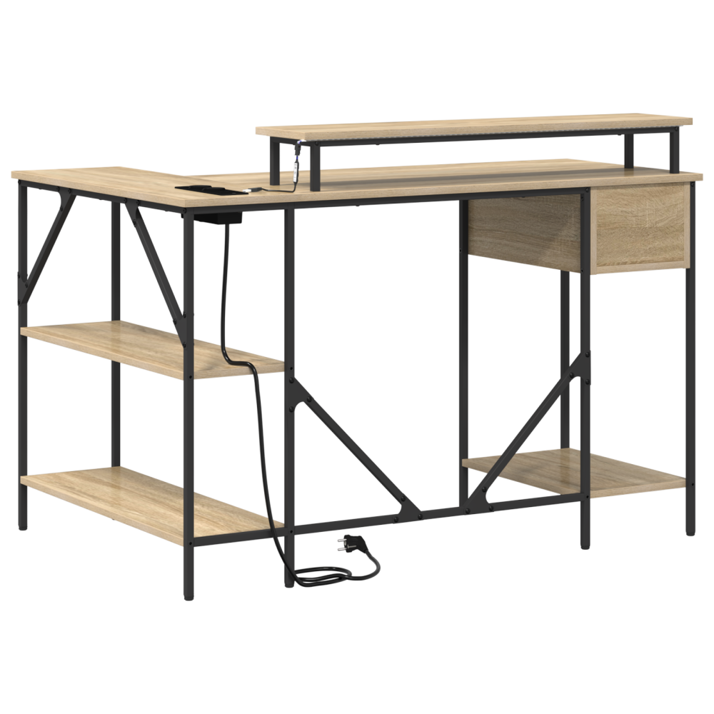 Produktbild för Skrivbord med låda Sonoma-ek 120 x 79 x 86,5 cm Konstruerat trä