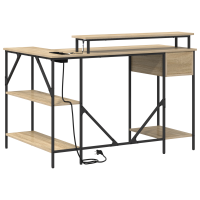 Produktbild för Skrivbord med låda Sonoma-ek 120 x 79 x 86,5 cm Konstruerat trä
