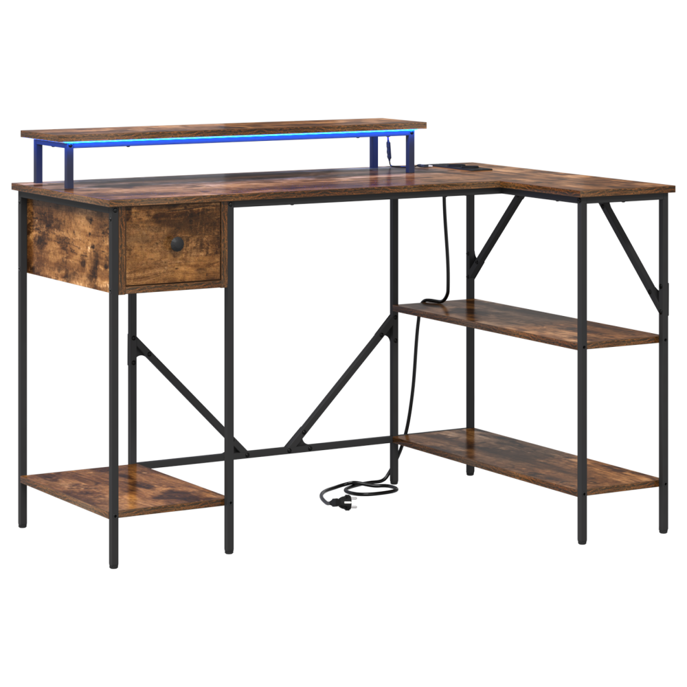 Produktbild för Skrivbord med låda Rökt ek 120 x 79 x 86,5 cm Konstruerat trä