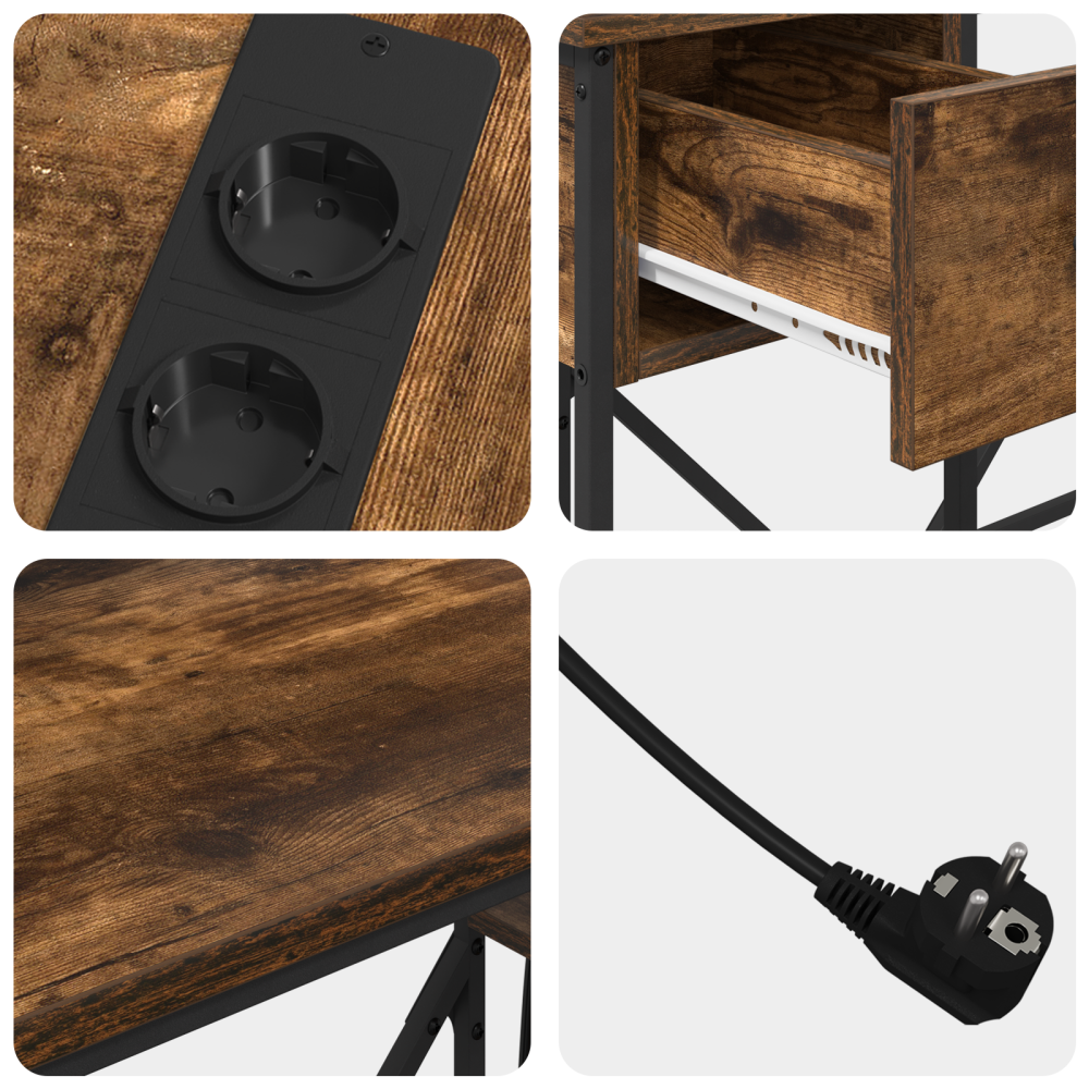 Produktbild för Skrivbord med låda Rökt ek 120 x 79 x 86,5 cm Konstruerat trä