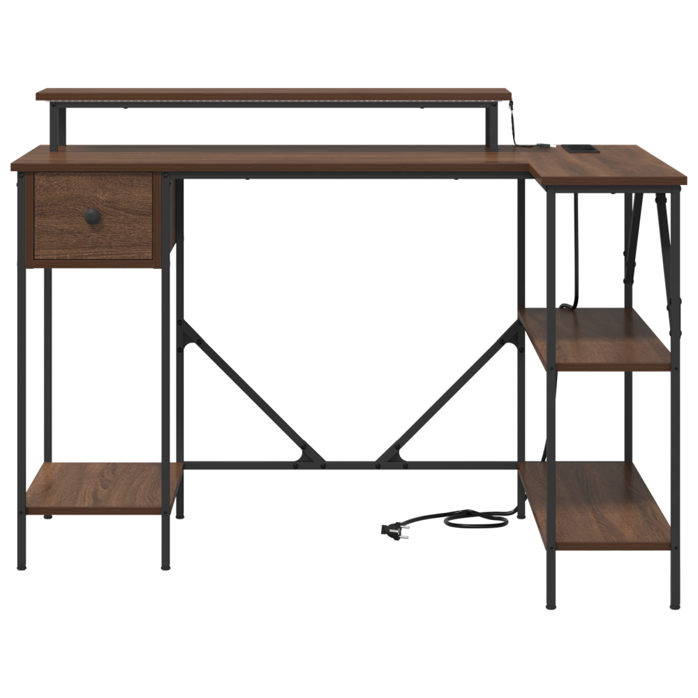 Produktbild för Skrivbord med låda Brun Ek 120 x 79 x 86,5 cm Konstruerat trä