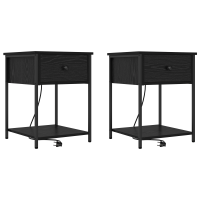 Produktbild för Nattduksbord 2 pcs Svart Ek 42 x 41 x 56 cm Konstruerat trä