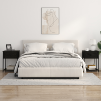Produktbild för Nattduksbord 2 pcs Svart Ek 42 x 41 x 56 cm Konstruerat trä