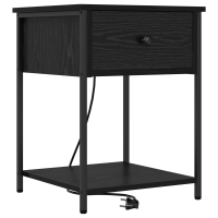 Produktbild för Nattduksbord 2 pcs Svart Ek 42 x 41 x 56 cm Konstruerat trä