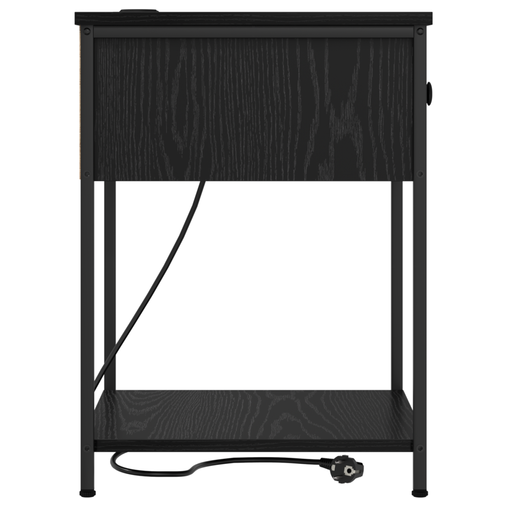 Produktbild för Nattduksbord 2 pcs Svart Ek 42 x 41 x 56 cm Konstruerat trä