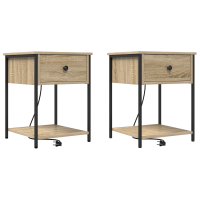 Produktbild för Nattduksbord 2 pcs Sonoma-ek 42 x 41 x 56 cm Konstruerat trä