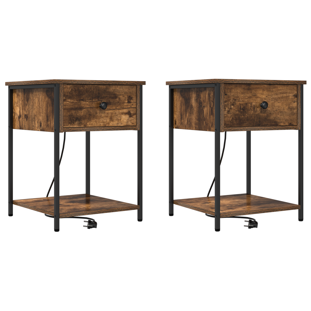 Produktbild för Nattduksbord 2 pcs Rökt ek 42 x 41 x 56 cm Konstruerat trä