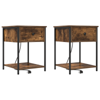 Produktbild för Nattduksbord 2 pcs Rökt ek 42 x 41 x 56 cm Konstruerat trä